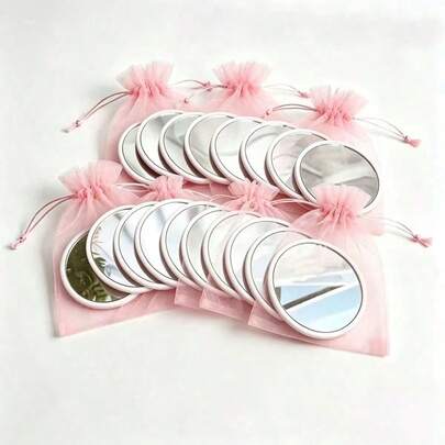 1/10/20 piezas Espejo redondo de alta definición portátil pequeño con bolsa de almacenamiento rosa, espejo de mano, espejo de maquillaje de viaje, mini espejo de maquillaje, espejo de mano decorativo para el Día de San Valentín de las mujeres, espejo cuidadosamente estilizado