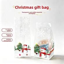 100pcs Christmas Snowflake Gift Bags - Transparent Plastic Packaging, Suitable For Holiday Parties, New Year, Thanksgiving - Multi-Purpose Gift Bags, Decorative Packaging Bags - Matte White - View 1