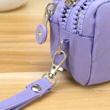 Mini Simple Nylon Coin Purse - Mini Key Pouch With 3 Zippers, Easy-To-Clean Small Wallet For Women - Multicolor - View 5