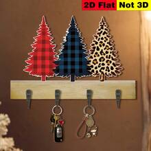 1 buah Gantungan Kunci Kayu Multifungsi Datar 2D, Dekorasi Pohon Natal 2D, Rak Penyimpanan Dinding, Tempat Gantungan Tas & Kunci di Pintu Masuk, Serbaguna - MultiWarna - View 2