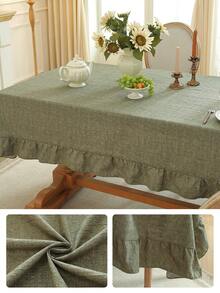1pc Dark Green Leaf Border French Country Tablecloth, Romantic French Style Decorative Cloth, Kitchen / Dining Room / Room / Home / Dining Table / Coffee Table Universal, Suitable For Kitchen Home Decor Kitchen Decor Room Decor Dining Table Decor Dining Table Decor Coffee Table Dining Room Tablecloth Square Tablecloth - Dark Green - View 5