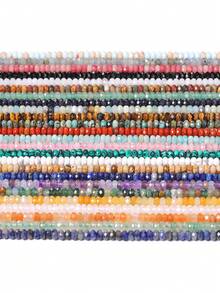 Natural Amethyst Amazonite Stone Beads 4x2mm Faceted Flat Round Rondelle Shape Diy Beads For Jewelry Making Bracelet Necklace Keychain Making Supplies - Multicolor - View 6