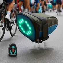Bicycle Tail Light Bag, Bicycle Saddle Bag With 30 LED Reflective Lights, Suitable For Bicycles And Scooters, With Remote Control, Multi-Directional Turn Signal Bag, USB Rechargeable - Dusty Blue - View 5