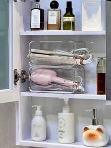 Transparent Stackable PET Hair Curling Iron Holder, Hair Styling Tools Storage Box - Clear - View 6