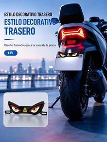 1 Set Demon Eye Dynamic LED Decorative Light, 12V Universal Motorcycle Electric Scooter License Plate Shaped Decorative Light, Vehicle Rear Auxiliary Atmosphere Light Accessory, Battery Not Included - A - View 4