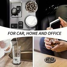 2/4pcs Leopard Print Rhinestone Fashion Car Coasters, Car Interior Decoration - Leopard Print Coasters - View 7
