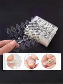 50 Sheets (1200 Pieces) Double-Sided Nail Adhesive Tabs, False Nail Patches, Breathable Transparent Bendable Jelly Nail Adhesive Tabs, DIY - Clear - View 3