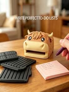 1pc Hippo-Campus Desk Organizer, Note Toad Desk Organizer Note Holder, All In One Storage For Pens, Pencils, Sticky Notes And Notepads, Cute Stationery Holder With Reusable Stencils, Durable Office Accessory, Fun Gift Idea - Multicolor - View 5
