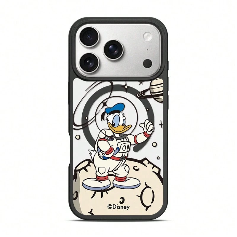 Miniso Disney Astronaut Donald Duck MagSafe Magnetic Charging Case Compatible With IPhone 18 Pro Max/18 Pro/17/17 Pro Max/17 Air/16 Pro Max/15 Pro/16 Plus/14/13/15 Pro Max/12 Pro Cartoon Transparent Shockproof Protective Case Compatible With Apple - Black - View 1