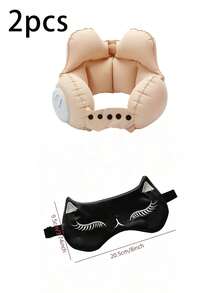 Portable Compressible Inflatable Neck Pillow, Lightweight Travel Neck Support Pillow, Soft Foldable Airplane Sleep Headrest Cushion, Suitable For Flight, Car, Office Nap, Ergonomic Long-Distance Travel Neck Support Pillow - Multicolor - View 13