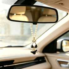Aesthetic Bikini Shape Car Hanging Charm, Pearl Beaded Chain Rear‑View Mirror Pendant, Playful Auto Interior Decor Ornament For Female Drivers - Bikini Charm - View 4