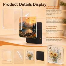 10 Set Bingkai Foto Magnet Transparan / Magnet Kulkas DIY / Cocok untuk Hadiah Ulang Tahun, Hari Jadi, Hari Ibu / Alas Magnet & Gantungan Vertikal untuk Foto / Dekorasi Bingkai Akrilik Modern untuk Pajangan Kulkas - View 6
