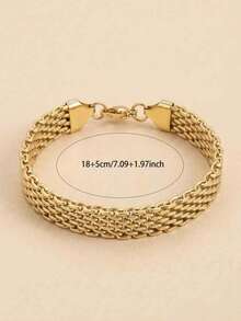 1pc Luxury Gold Bracelet, Waterproof, Sweat-Resistant, Non-Fading, Suitable For Party, Daily Wear, Holiday, Birthday Occasions, Also Can Be Given As A Gift To Boyfriend/Girlfriend And Family Members, Elegant Gift For Her/Him On Valentine's Day, Unisex Holiday Gift - Gold - View 3