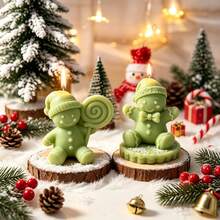 Christmas Gingerbread Man Scented Candle, Cute Shaped Desktop Atmosphere Decor, Holiday Party Favor, Home Desktop Atmosphere Decoration, Christmas Themed Desktop Ornament, Christmas Atmosphere Scene Prop - Gingerbread Man Scented Candle - View 2