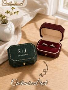 Personalized Wedding Ring Box, Customized Engraved Dual Slot Ring Holder, Ring Bearer Box, Engagement Proposal Keepsake, Wedding Gift - Multicolor - View 1