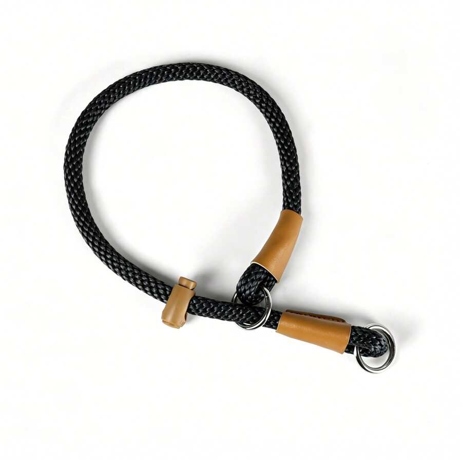 1pc Portable P-Rope Dog Collar, Adjustable Round Rope Slip Collar For Small, Medium And Large Dogs, Sturdy Anti-Choke Dog Neck Collar - Black - View 1