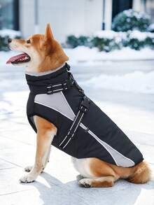 1件裝狗狗冬季外套,內建D型環胸部背帶,夜間高能見度,柔軟內裡保暖狗狗背心,拉鍊開合高領加厚雪地外套,適合小型、中型與大型犬 - 黑色 - 查看 13