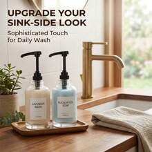 L LEESEPH 2pcs Glass Pump Bottles, 16.9oz Clear Glass Lotion Dispenser Bottles With Pump Head, Funnel And Labels, Refillable Empty Pump Bottles For Bathroom, Kitchen, Shower Storage, Suitable For Lotion, Shampoo, Body Wash, Liquid Hand Soap, Massage Oil And Conditioner - Multicolor - View 4