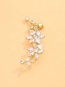 outingfit 1 buah Anting Jepit Telinga Motif Bunga dan Berlian Imitasi Baru, Aksesori Telinga Pesta Malam Elegan Gaya Eropa dan Amerika - Emas - View 10