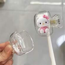 SANRIO [Authorized] 2pcs Cute HelloKitt Printed Toothbrush Holder Portable Combination Set Household Toothbrush Protective Cover, Suitable For Home And Travel Travel Storage Holder - Multicolor - View 4