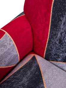 1pc Tropical Southeast Asian Style Ruffle Lace Trim Geometric Pattern Printed Living Room Stretch Spandex Sofa Cover Protector For Chaise Lounge Combination L-Shaped Sofa Cushion Full Cover 1/2/3/4 Seater - Multicolor - View 8