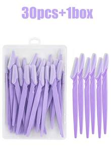30pcs/20pcs/6pcs/1pc Eyebrow Shaving Set Designed For Women And Men, Includes Storage Box, Facial Hair Removal Razor, Washable And Reusable, With Dust Cover, Eyebrow Trimmer For Shaping And Grooming Beautiful Brows, Suitable For Face And Body Hair Removal, Essential Tool For Hair Salon, Makeup And Beauty Industry And Daily Use, Beauty And Travel Accessory - Multicolor - View 10