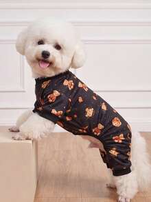LUCKIE PAW 1pc Halloween Wizard Pumpkin Bear Ghost Funny Pattern Pet Pajamas, Physical Anti-Flea, Reduce Shedding, Insulated And Breathable, Suitable For Large And Small Dogs And Cats, Indoor And Outdoor - Orange - View 5