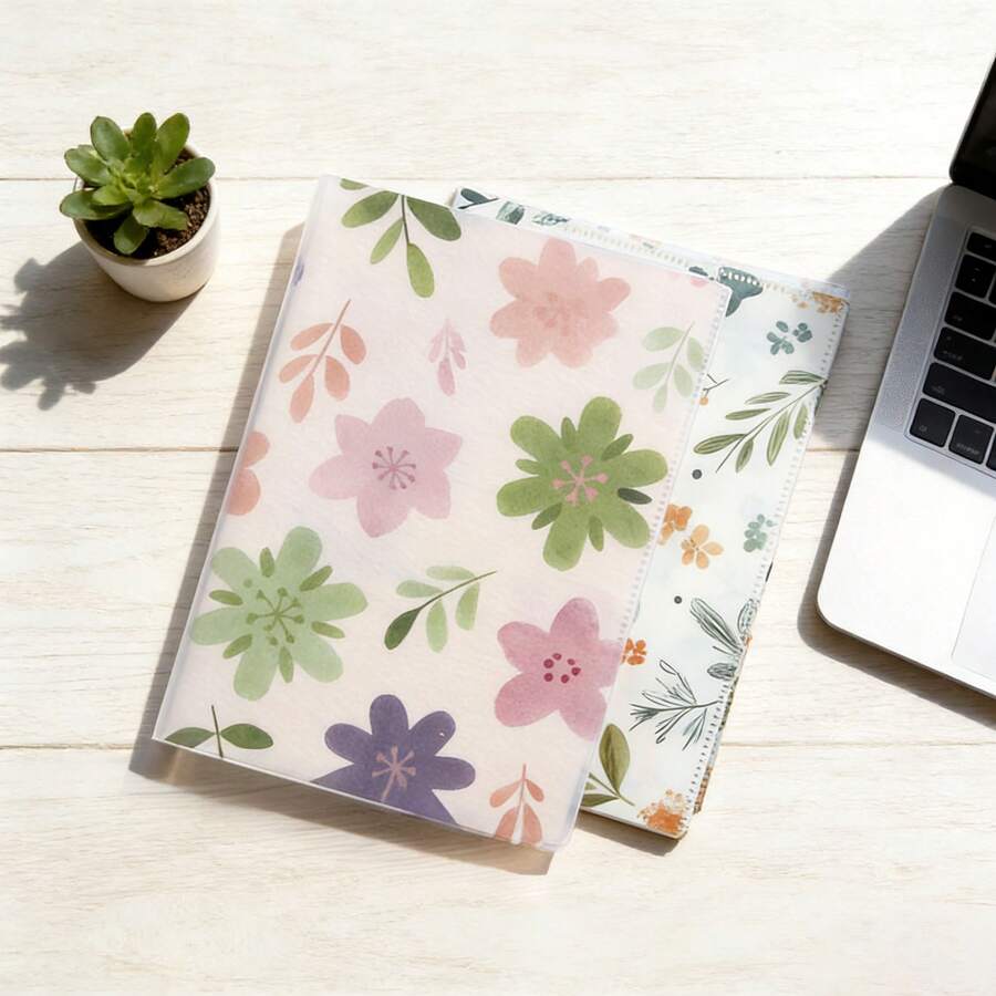 ColorHike A4 Double Pocket Folder Thick PP File Folder Curved Spine Fresh Style Waterproof Dust‑Proof Portable Document Organizer With Multi Inner Compartments - Single Piece - View 1
