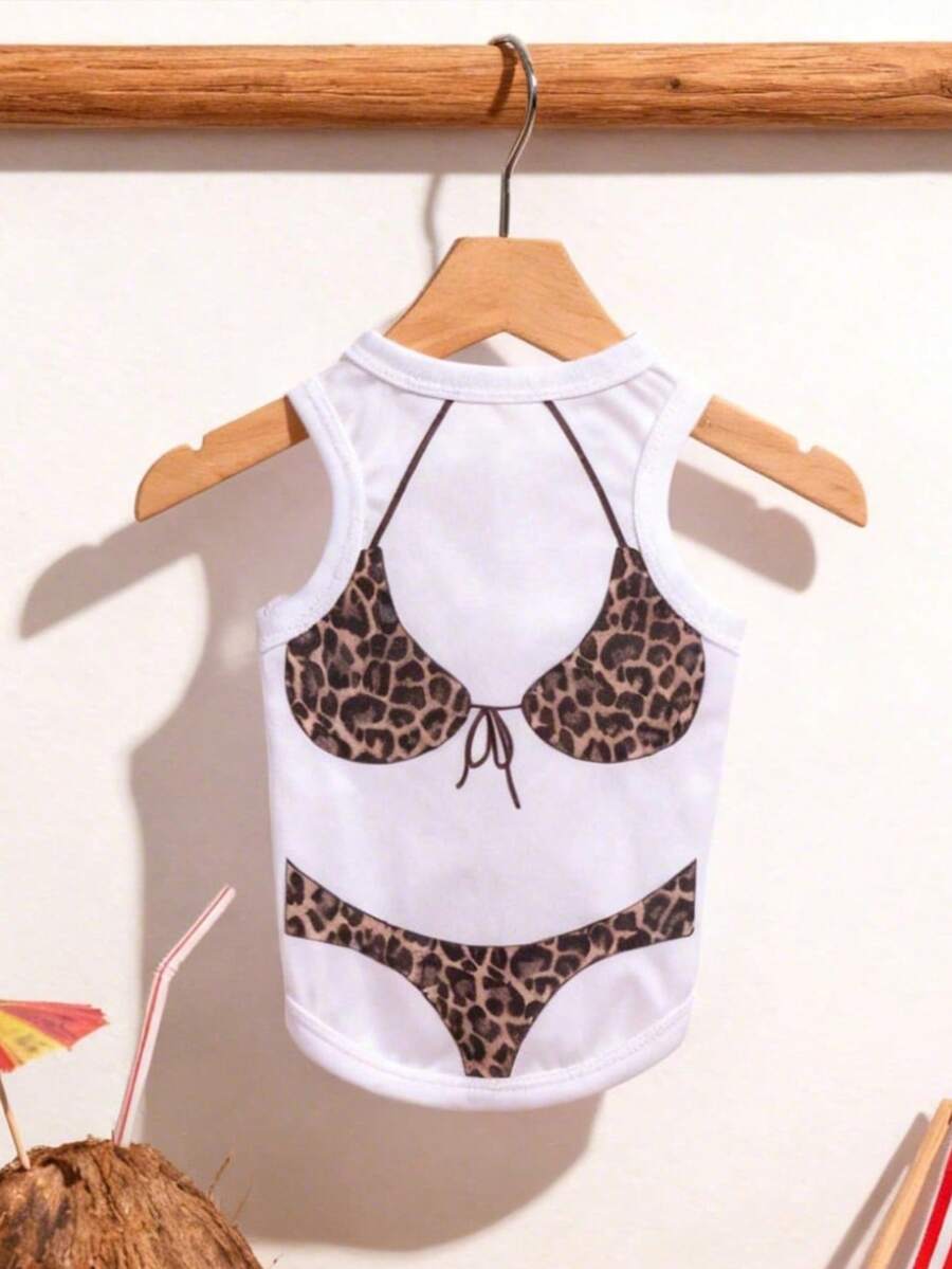 LUCKIE PAW 1 pieza Chaleco para mascotas con estampado de leopardo y patrón divertido, físicamente antiácaros, reduce la pérdida de pelo, aislante y transpirable, adecuado para mascotas pequeñas y grandes tanto en interiores como en exteriores - Multicolor - Ver 1