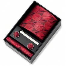 AlanKing Red Paisley Men's Tie Set, Perfect For Holiday Gifts And Wearing - Multicolor - View 16