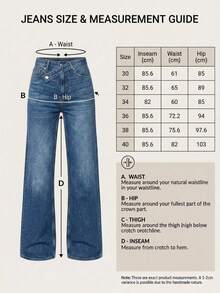 SQUALO Dark Blue Denim Pants With Double Button Detail - Sky Blue - View 8