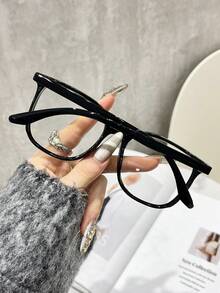 3pcs/1pc Women's Leopard Print Bohemian Style TR Material Square Oversized Transparent Glasses, Suitable For All Seasons - Transparent - View 5