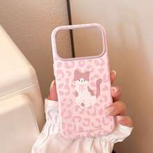 GUCADI Leopard Print Animal Phone Case, Compatible With IPhone 18, 17 Pro Max, 16, 15. Sweet And Cool, Girly And Cute, Color-Block Style, Niche, Adorable Pet, Soft Girl, Ins Style - Strawberry Powder - View 4