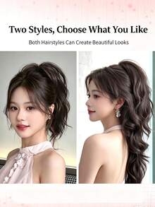 High Crown Fountain Curly High Ponytail Wig, Elegant Lady Style, Hair Clip, Voluminous Hair Extension, Realistic Short Hair Braid - Multicolor - View 3