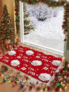 1pc 3D Embossed Non-Slip Cute Santa Claus HO! Doormat, Christmas Decoration Essential, Suitable For Entryway, Study, Bedside, Floor Mat, Outdoor, Easy To Clean, Non-Slip, Quick Dry, All Season Use, Washable - A - View 5