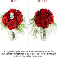 Flocked Rose Shaped Ring Box, Rose Earring Box, Suitable For Valentine's Day Gift, Engagement, Anniversary, Wedding And Special Occasions, Wedding Decoration Jewelry Box, All Season Use, Suitable For Christmas - Multicolor - View 8
