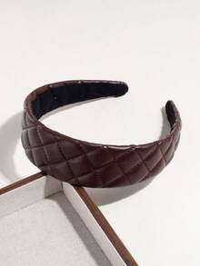 1pc Women's Fashion Vintage Rhombus Pattern PU Leather Headband Suitable For Daily Wear - Multicolor - View 5