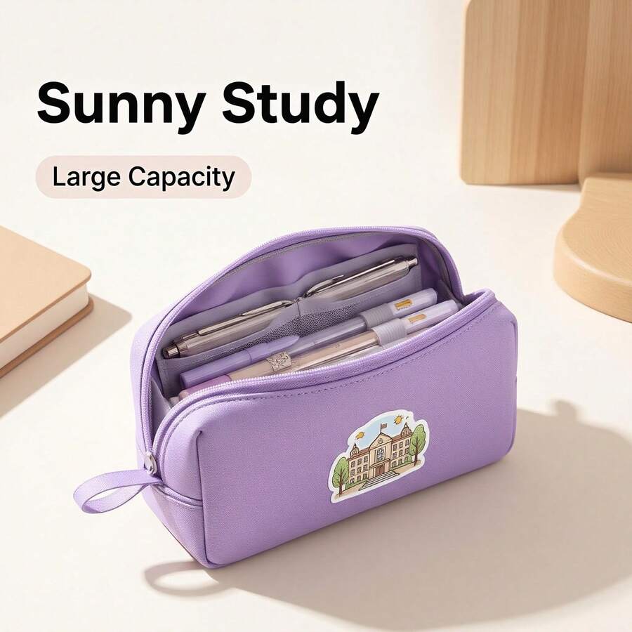 1pc Large Capacity Multi-Function Student Pencil Case, Portable Large Size Pencil Bag, Stationery Storage Box, Pencil Pouch, Back To School, First Day Of School - Single Piece - View 1
