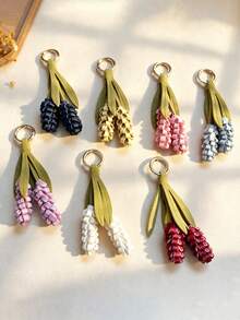 1pc Korean Style Creamy PU Leather Hyacinth Flower Keychain, Gentle Healing Handmade Flower Pendant, Bag Charm, Niche Exquisite Gift - Hyacinth Keychain - View 6