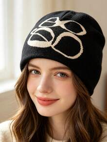1pc Vintage Style Glasses Knit Beanie Hat, Autumn/Winter Streetwear Unisex Casual Warm Minimalist Woolen Cap - Multicolor - View 3
