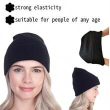 1/3pcs Solid Rib Cuffed Beanie, Warm Knitted Hat, Basic Black Hat For Halloween Costume Party Daily Outfit Matching Unisex - Multicolor - View 3