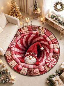 1 pieza Alfombra de sala de estar rosa caramelo para la temporada navideña, alfombra gruesa, alfombra gruesa, alfombra de felpa, alfombra de otoño/invierno, alfombra gruesa, alfombra de sala de estar, alfombra, alfombra de área de sala de estar, alfombra de área pequeña, tapete, decoración del hogar, alfombra grande de sala de estar, alfombra redonda, decoración del hogar de sala de estar, decoración de la habitación, alfombra lavable - Multicolor - Ver 2