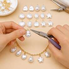 10/20pcs Imitation Baroque Pearl Charms Heart Star Shell Clover Pearl Pendants With Loop For DIY Bracelet Earring Necklace Jewelry Making Supplies - White - View 6