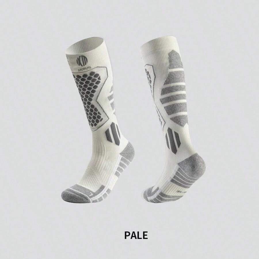 Ski Socks For Men And Women Winter Thickened Warm Wool Outdoor Sports Hiking Long Socks For Single And Double-Board Snow Mountains - White - View 1