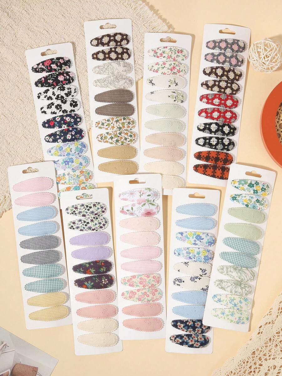 10pcs Assorted Colors Solid Water Drop BB Hair Clips For Girls, Fresh Pastoral Side Clips, Versatile Hair Accessories - Mixed color - View 1