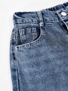 Youth Girl Spring Washed Denim Jeans, Spring Fashion New Style - Blue - View 4