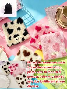 1pc Plush Heart‑Pattern Square Coasters, Cup Base Mats For Tabletop Decor, Soft Fabric Coffee Tray Pads For Tea & Mugs, Ideal For Coffee Table, Dining Table, Tablecloth Protection, Cute Home Table Ornaments For Dining Room & Household Desk Decor - Multicolor - View 11