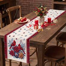 1pc Christmas Bird, Poinsettia, Snowflake, Gingerbread Man Print Table Runner, Suitable For Holiday, Party, Dinner, Restaurant Table Decoration, Home Autumn/Winter Christmas Decor - Multicolor - View 7