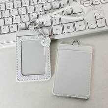 Ins Heart Double Layer Leather Card Holder, ID Badge Holder, Tesla Access Card, Campus, Fan, Bus, Meal Card, Photo, Work Badge, Card Sleeve, Card Film, Protective Case - A - View 9