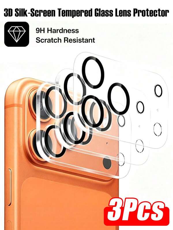 3pcs 3D Phone Lens Protector Film, Full Coverage And Compatible With Phone Cases, High Definition Transparent Anti-Scratch, Suitable Compatible With Iphone 18 Pro 18 Pro Max 17 16 15 14 13 12 11 Pro Max XR X XS Max, Perfect For Daily Photography Protection